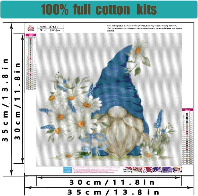 Tiwabb 4 Pack Stamped Cross Stitch Kits for Adults - Gnome Flower Embroidery Kits for Beginners Adults,11 CT Patterns Dimensions Counted Cross Stitch Kits for Adults Arts Craft Kits13.8x13.8-12x16 inch - Image 5
